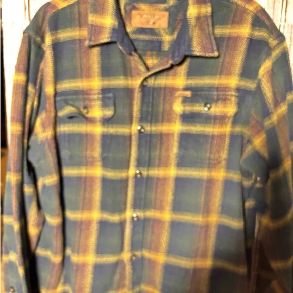 Orvis Plaid Shirt Jacket in Yellow and Blue - Picture 4 of 14
